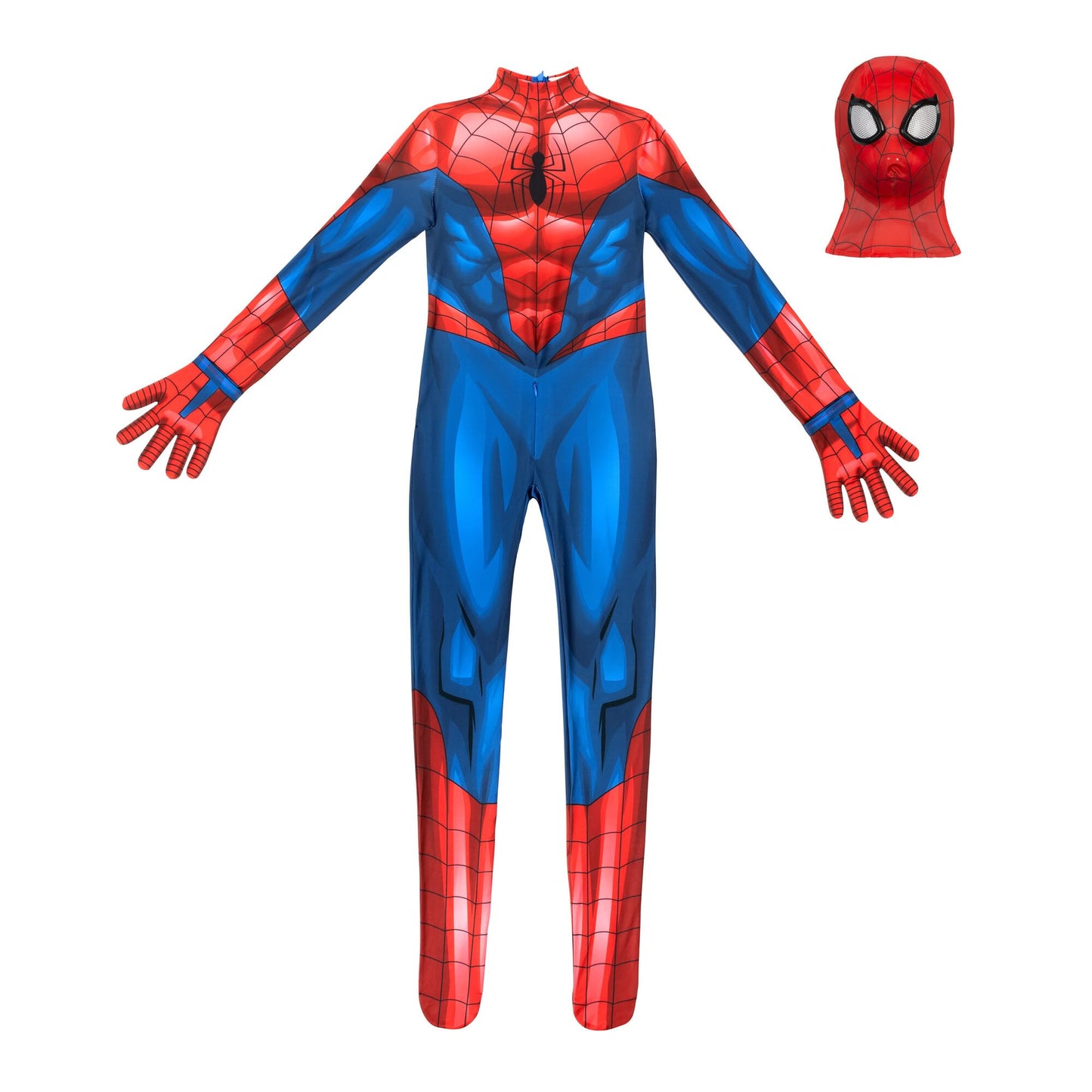 Marvel Spider-Man Official Youth Deluxe Zentai Costume - Deluxe Two-Way Stretch Spandex with Invisible Zippers and Wrist Openings for Added Convenience (M) Multi