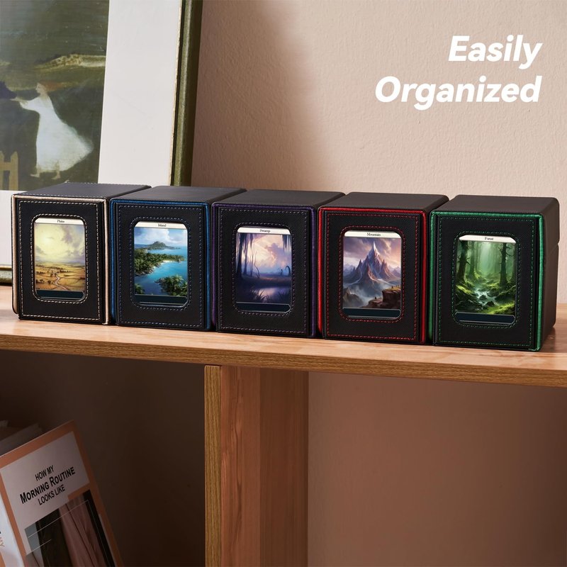 Mage Tech MTG Commander Card Deck Box - Patented Design, Holds 100 Double-Sleeved Cards | Blue/Yellow