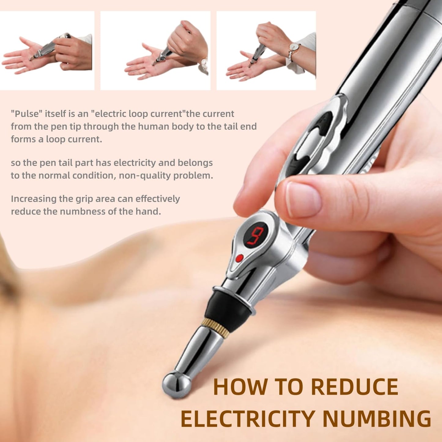 UYGHHK 3-in-1 Massage Acupuncture Pen, Electronic Pain Relief Therapy, Meridian Energy Massager Pen Self Massage Tools Muscle Healing with Massaging Gel