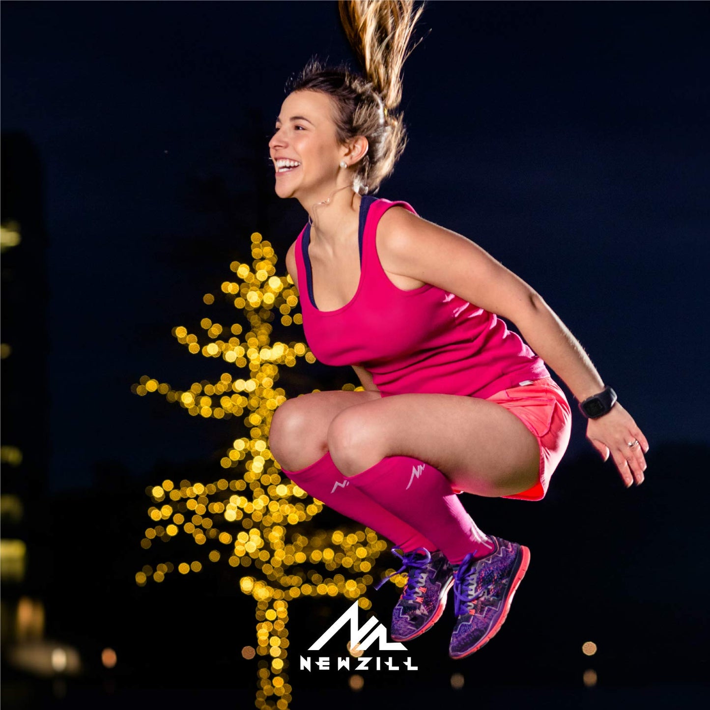 NEWZILL Medical Compression Socks for Women & Men Circulation 20-30 mmHg, Best for Running Athletic Hiking Travel Flight Nurses (Pink, L/XL)