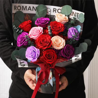 lovenfold Flowers for Delivery,Preserved Flowers Bouquets,Purple Rose Bouquets That Last 1-3 Years,Birthday Flowers Gifts for Women Mom Grandma Wife Friends