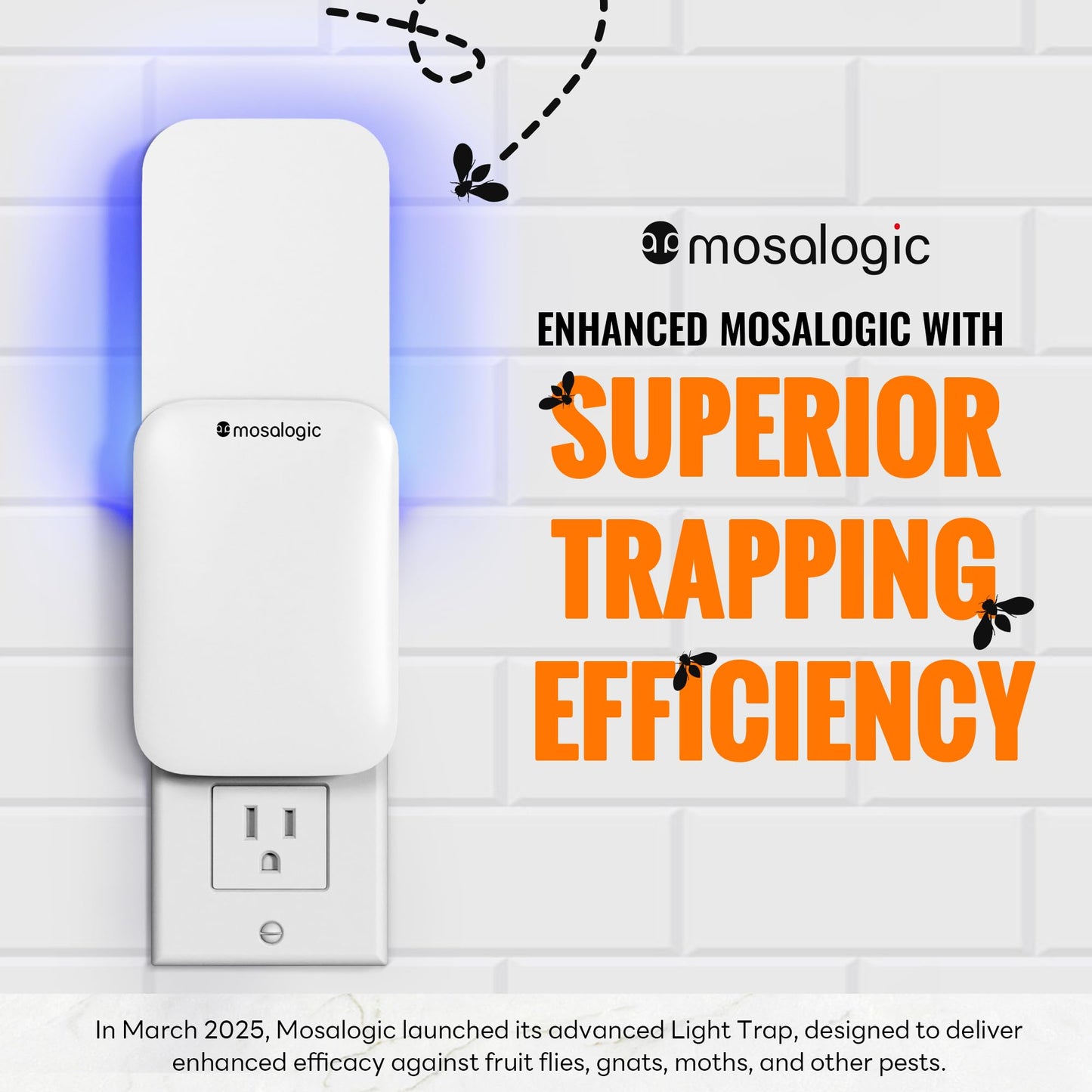 Mosalogic Fruit Fly Traps for Indoors Gnat Trap for House Indoor-600 Sqft Protection Area UV Fly Insect Trapper for Fruit Flies，Gnat，Mosquito，and Other Flying Insect Plug in Bug Zapper Killer White