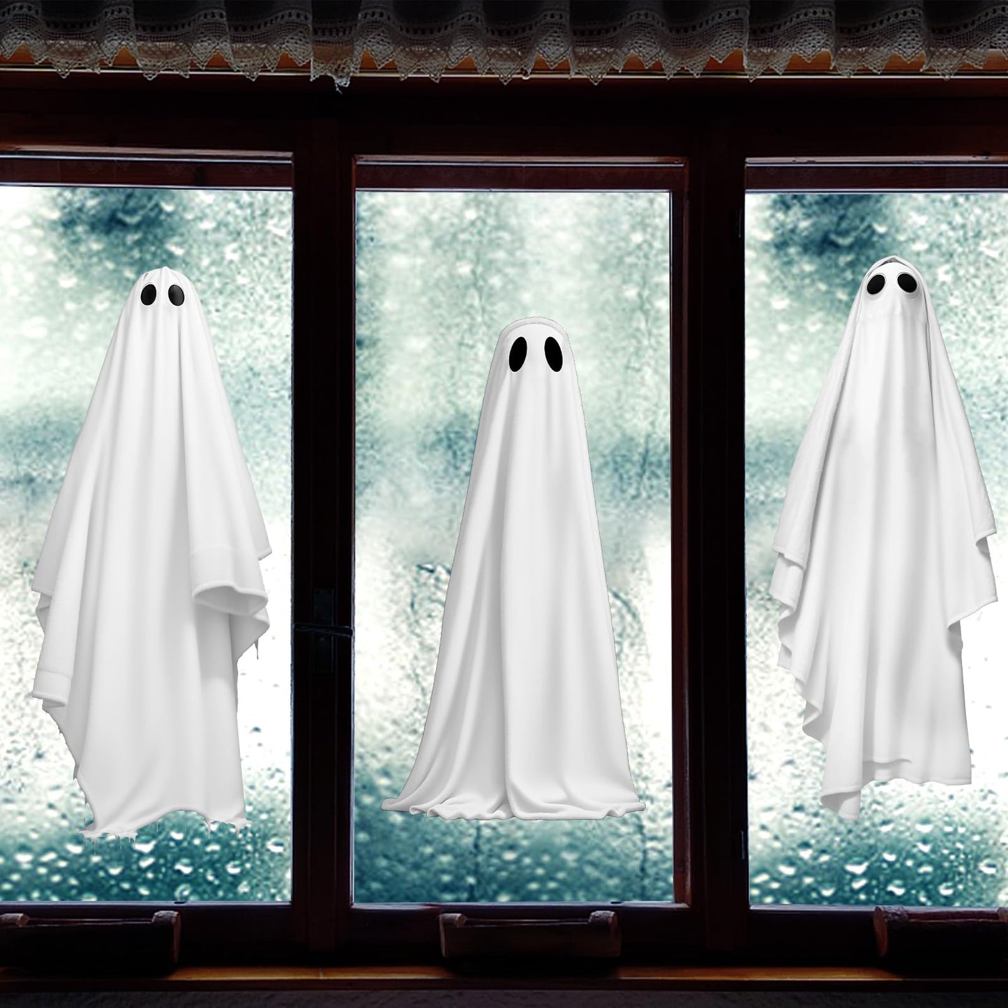 Extra Large Halloween Window Clings Ghosts Mirror Decorations for Glass Windows, Halloween Window Stickers Decals for School Home Office Party Supplies