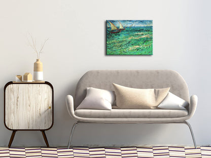 Wieco Art Sailing Boats Large Modern Gallery Wrapped Seascape Giclee Canvas Prints of Van Gogh Famous Oil Paintings Reproduction Pictures on Canvas Wall Art for Living Room Bedroom Home Decorations