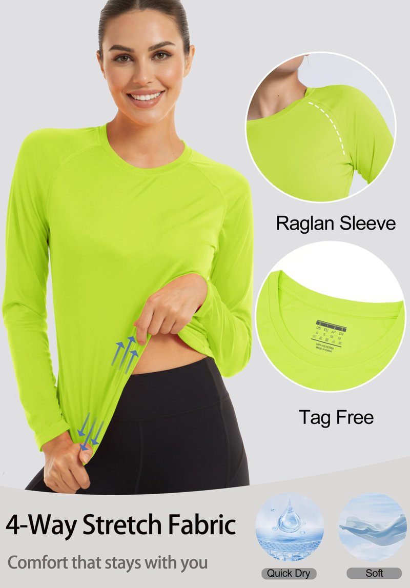 KINSWT Rash Guard for Women UPF 50+ Swim Shirt Long Sleeve Sun Protection UV Shirts Breathable Quick Dry Workout Tops,Green M