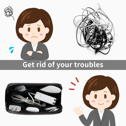 Electronic Organizer Travel Case – Waterproof Cable Bag for Cord, Charger, Hard Disk, Power Bank – Small Tech Storage for Travel, Backpack, Business Trip, Airplane (Blue)