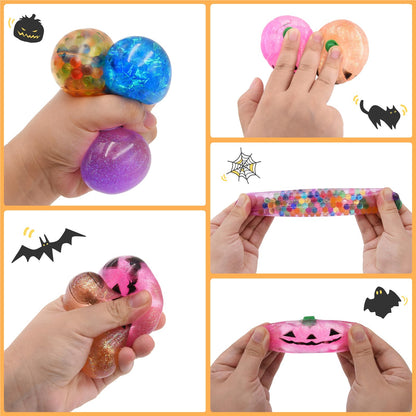 Eavotoy 12 Pack Halloween Pumpkins Stress Balls Fidget Toys Squishy Squeeze Ball Toys for Halloween Party Favors Halloween Treat Bags Gifts