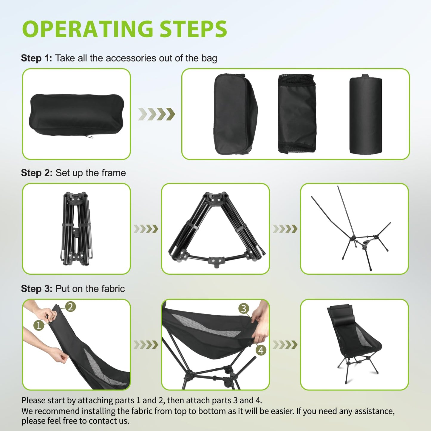 JITOOW Camping Chairs, Portable Camping Chair with Headrest and Storage Bag, Lightweight Foldable Chair for Outside Camping, Hiking, Travel, Beach and Sports