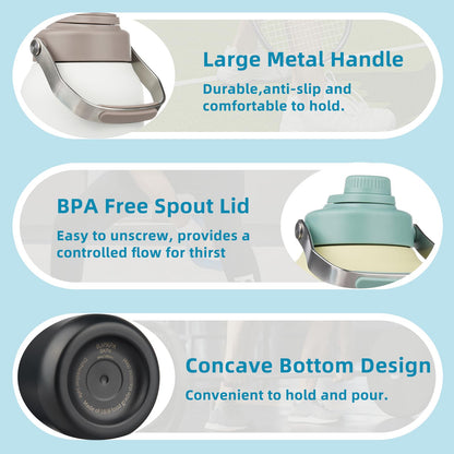 BJPKPK Half Gallon Insulated Water Bottles, 64oz Water Jug with Metal Handle & BPA Free Spout Lid, Dishwasher Safe Thermo, Large Stainless Steel Gym Sport Jugs, Navy Blue