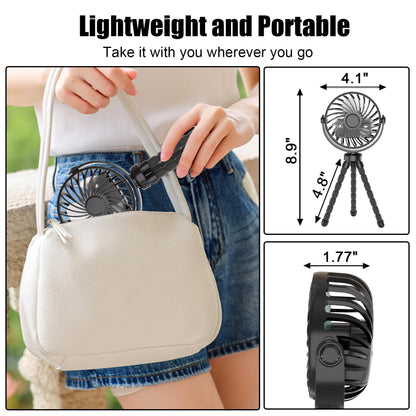 JYJZPB Mini Portable Stroller Fan Clip On for Baby with Flexible Tripod,3 Speed 360° Rotate Rechargeable Handheld Baby Stroller Fan,Cooling Baby Fan for Stroller & Car Seat,Crib,Bike,Treadmill,Travel