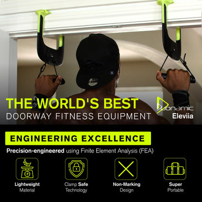 Duonamic Eleviia: World’s Best Portable Pullup Bar | Doorway Pull Up Bar For Home, Workplace or Travel | Exercise and Transform Yourself on Your Own Terms | Safe and Most Portable Way to Exercise