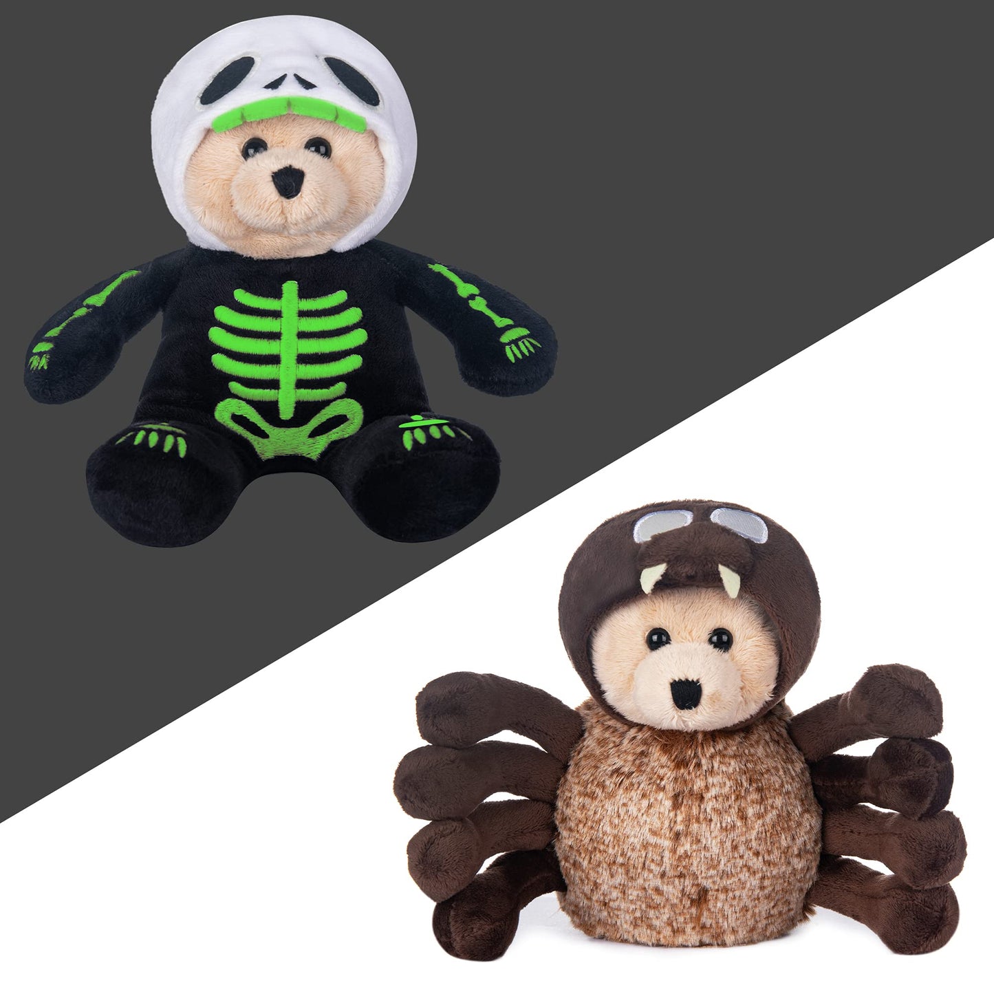 My OLi 9" Glow in The Dark Plush Toy Spider & Skeleton Stuffed Animal with Flip-Top Hat Cute Teddy Bear for Kids Babies & Toddlers
