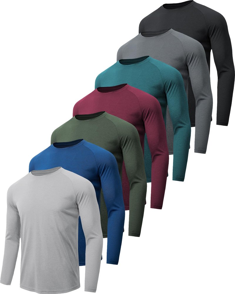 MLYENX 7 Pack Long Sleeve Shirts for Men UPF 50+ UV Sun Protection Quick Dry Moisture Wicking Workout Tee Shirts 3XL