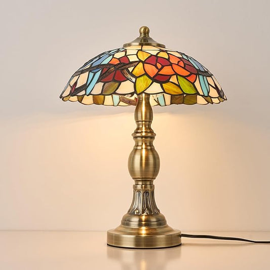 Tiffany Style Table Lamp, Stained Glass Table Light,Art Craft Antique Decor Lamp for Bedside Nightstand Bedroom Living Room Home Office ect