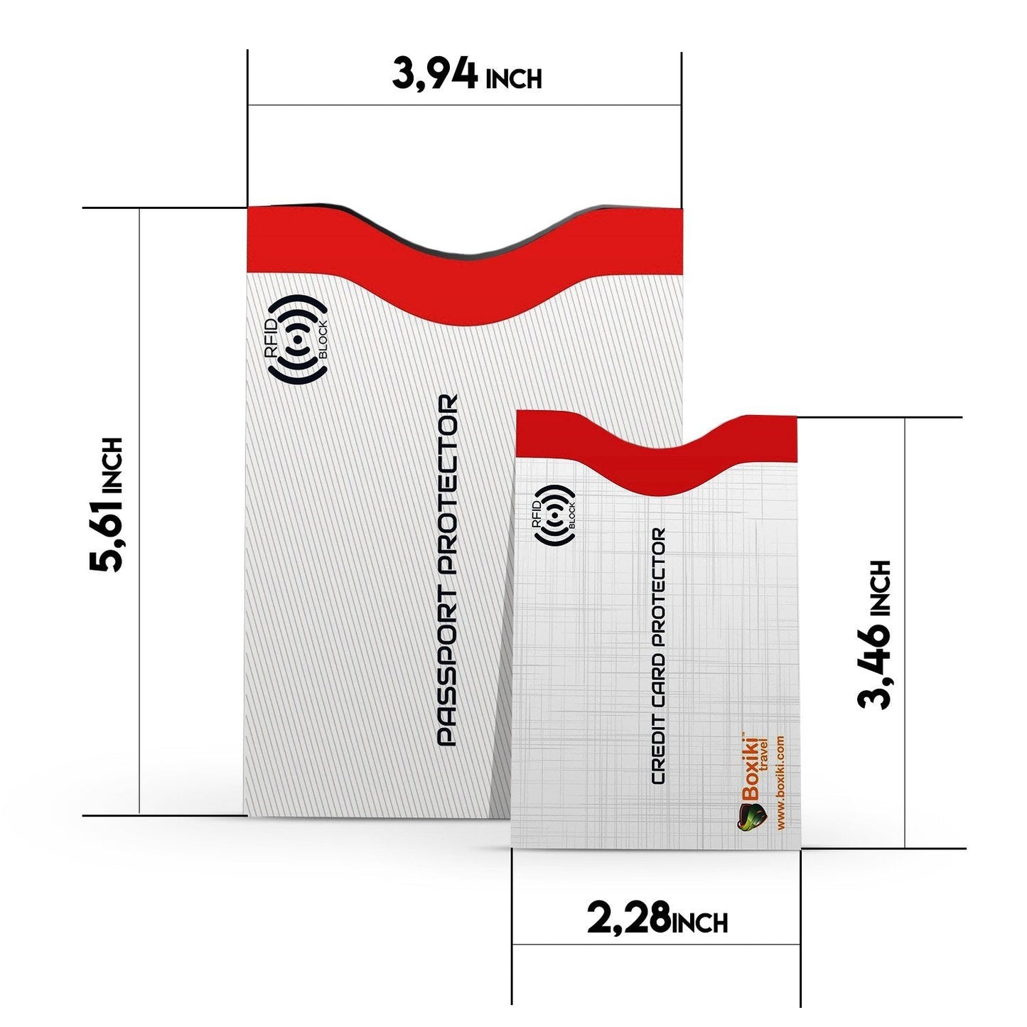 Boxiki Travel Set of 15 RFID, Set with Color Coding | Identity Theft Prevention RFID Blocking Envelopes and Passport Covers (White Collection)