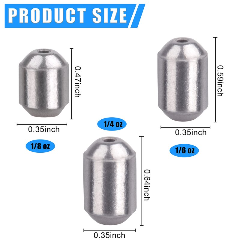 Fishing Weights Egg Sinkers Kit,42pcs Lead Free Fishing Weights Slip Sinkers for Fishing Lines Steel Barrel Weights for Freshwater Saltwater Bass Trout Walleye Fishing