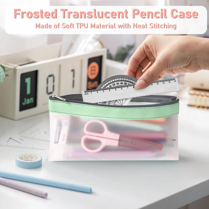 Timart Clear Pencil Pouch-3 Pack, Clear Pencil Case, Pen Holder with Zipper for Kids, Makeup Pouch, Kids Pencil Pouch for Office School Supplies Travel Accessories