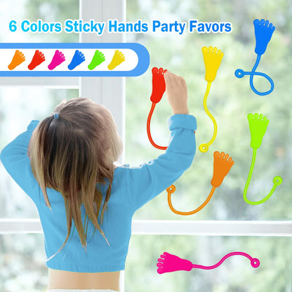 Valentines Sticky Hands Bulk 48PCS Valentines Day Gifts for Kids Classroom Prizes Valentines Party Favors for Kids Stretchy Heart Sticky Hand Toy Valentines Day Goodie Bag Stuffers Kid Party Supplies
