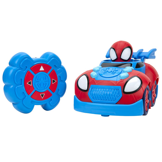 Jazwares Marvel Spidey and His Amazing Friends Web Crawler RC - Remote-Controlled Vehicle - Features Built-in Super Hero with 4 Controller Functions, Blue & Red