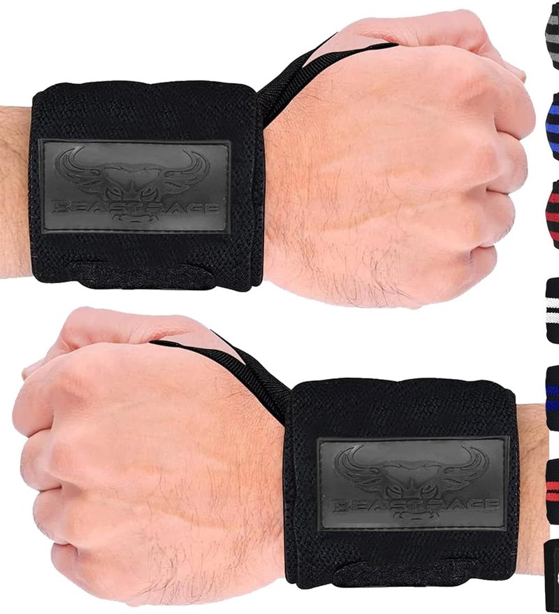 BEAST RAGE® Wrist Wraps for Weightlifting Adjustable Lifting Straps & Wrist Straps with Thumb Loop for Enhanced Gym Support, Wrist Support for Powerlifting, Bodybuilding, Strength Training and Gym workout (White Org)