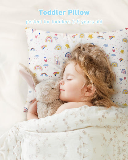 Babebay Toddler Pillow,13X18 Soft Toddler Pillows for Sleeping, Machine Washable Kids Pillow with Cotton Pillowcase, Perfect for Travel, Toddlers Cot