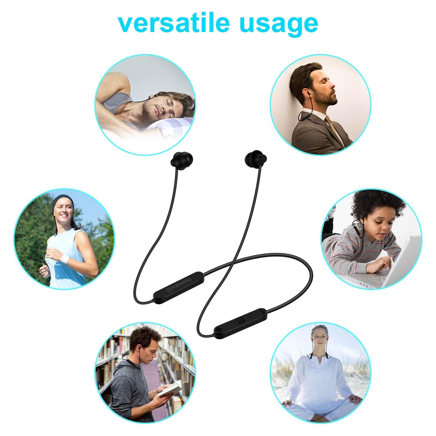 GOOJODOQ Bluetooth Sleep Headphones Bluetooth 5.0 Soft in-Ear Sleeping Earbuds,15 Hours Music time,Wireless Sleep Headsets with Built-in Mic for Insomnia, Side Sleeper, Gym, Relaxation and Sports