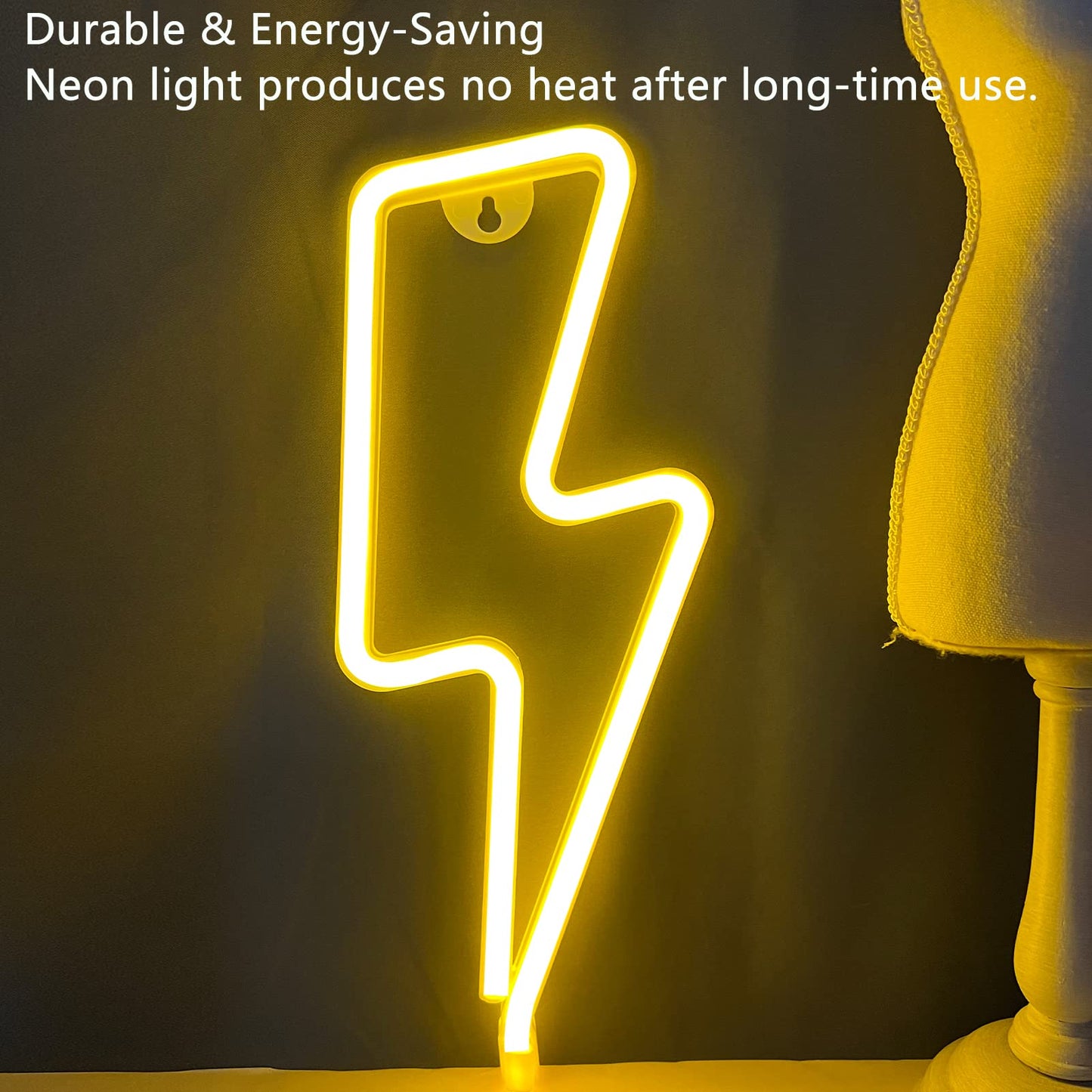 Neon Signs Lightning Bolt Neon Light Sign for Wall Decor, Battery or USB Powered Led Lightning Light Neon Sign for Bedroom, Kids Room, Birthday, Party, Wedding, Home,Kids Decorations Yellow