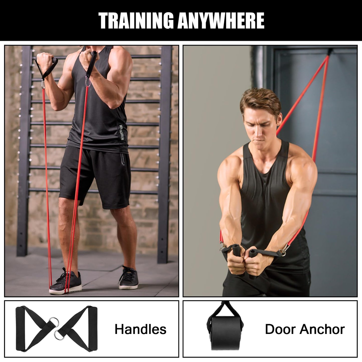 Odoland Pull Up Assist Bands, Pull Up Straps, Resistance Bands with Door Anchor and Handles, Stretch Mobility, Powerlifting and Extra Durable Exercise Bands with eGuide for Men and Lady C