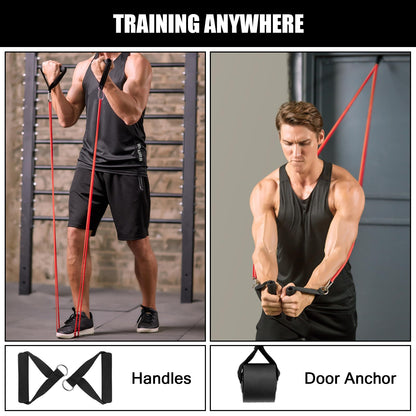 Odoland Pull Up Assist Bands, Pull Up Straps, Resistance Bands with Door Anchor and Handles, Stretch Mobility, Powerlifting and Extra Durable Exercise Bands with eGuide for Men and Lady C