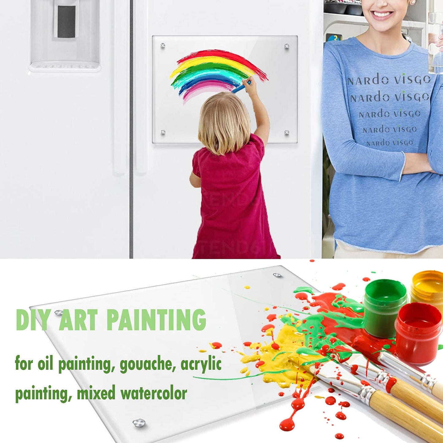 Acrylic Note Board Refrigerator Dry Erase Board Magnetic Clear 15”x11 Includes 4 Dry Erase Markers