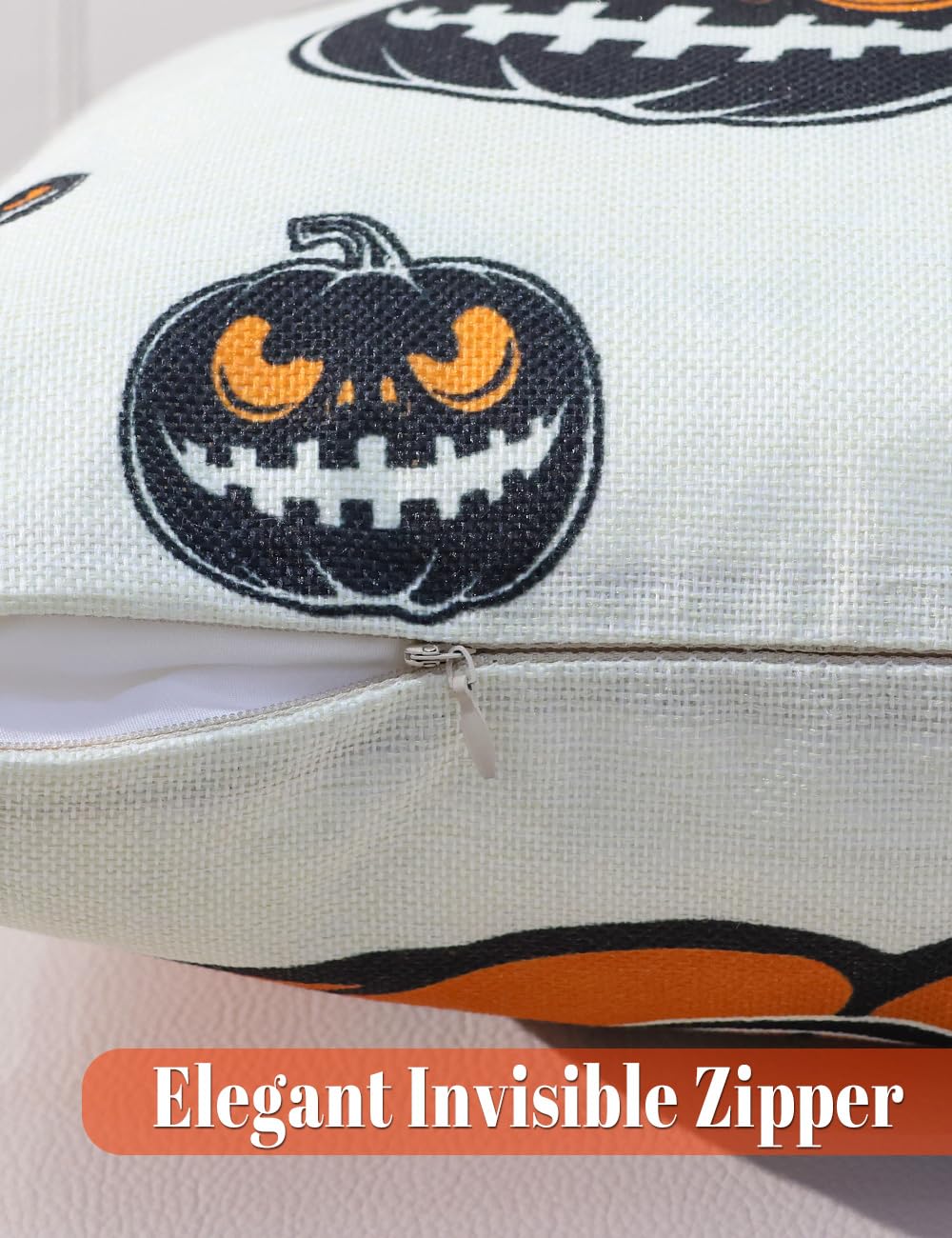 TOYPOPOR Halloween Decorations Double-Side Printing Pillow Covers 18'' x 18'' Set of 4, with 8 Cute Halloween Decor Patterns, Invisible Zipper, Durable Soft Linen Throw Pillow Covers Outdoor Indoor