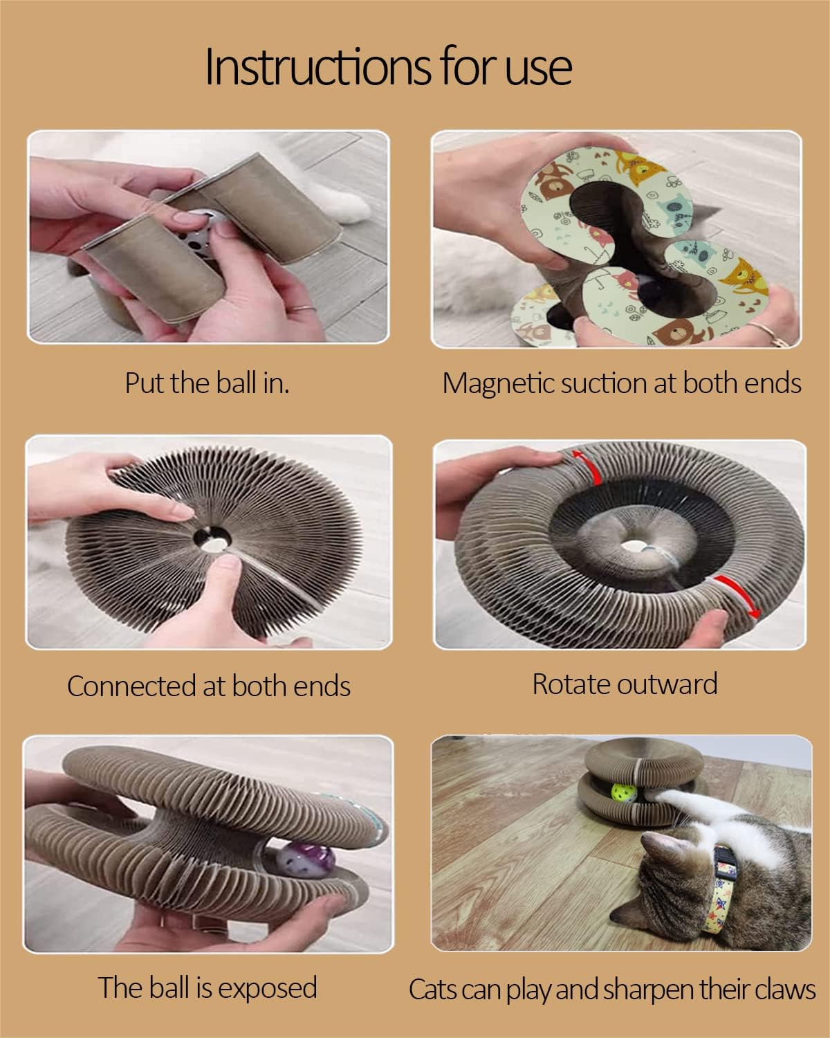 Enkman Magic Organ Cat Scratcher Board Cat Ball Adventure The Ultimate Interactive Mental Physical Exercise for Indoor Cats Toy