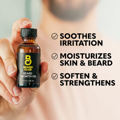 Beard Club Premium Derma Roller & Beard Growth Oil - Microneedling Roller with 540 Titanium Microneedles for Face, Body and Scalp - Beard Roller with Sandalwood & Cedar Beard Oil