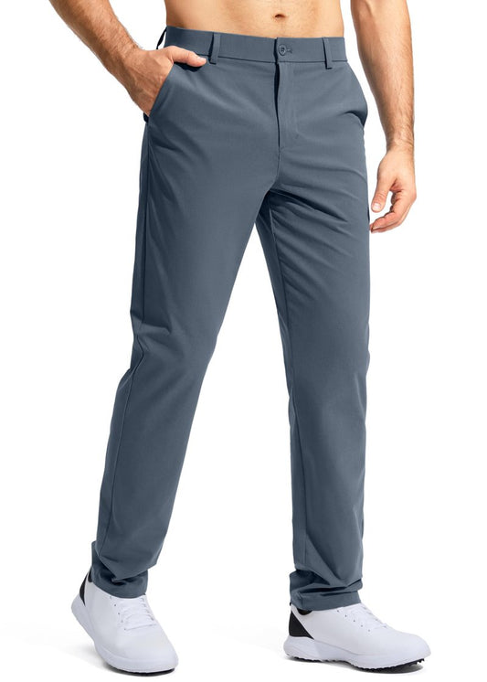 Pudolla Men's Golf Pants Work Dress Comfy Pants Casual Slacks Trousers with Pockets(Grey_Blue 30Wx32L)