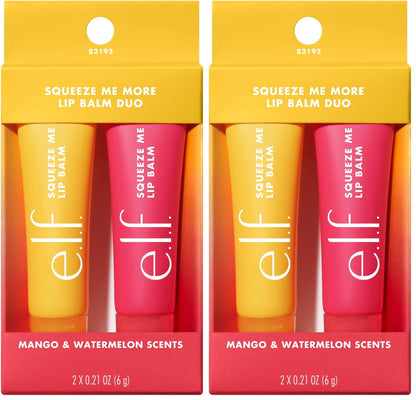 e.l.f. Squeeze Me More Lip Balm Duo, Moisturizing Balm For A Sheer Tint Of Color, Made With Hyaluronic Acid, Vegan & Cruelty-Free, Cherry & Bubblegum