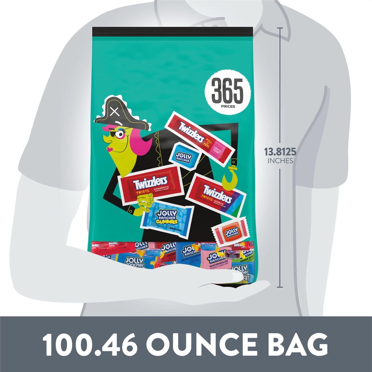 JOLLY RANCHER and TWIZZLERS Assorted Fruit Flavored, Halloween Candy Bulk Bag, 100.46 oz (365 Pieces)