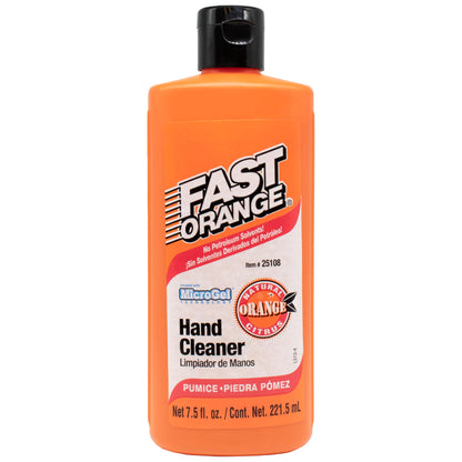Fast Orange 25108 Pumice Lotion, Heavy Duty Hand Cleaner, Natural Citrus Scent, Waterless Cleaner For Mechanics, Strong Grease Fighter, 7.5 oz