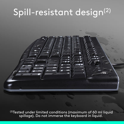 Logitech MK120 Wired Keyboard and Mouse Combo for Windows, Optical Wired Mouse, Full-Size Keyboard, USB Plug-and-Play, Compatible with PC, Laptop, QWERTY UK English Layout - Black