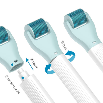 10 in 1 Derma Roller Kit, 0.25mm Microneedling Roller Microneedle Derma Roller with, Facial Beauty Roller Skin Care Tools, 10 Replaceable Heads and Storage Case