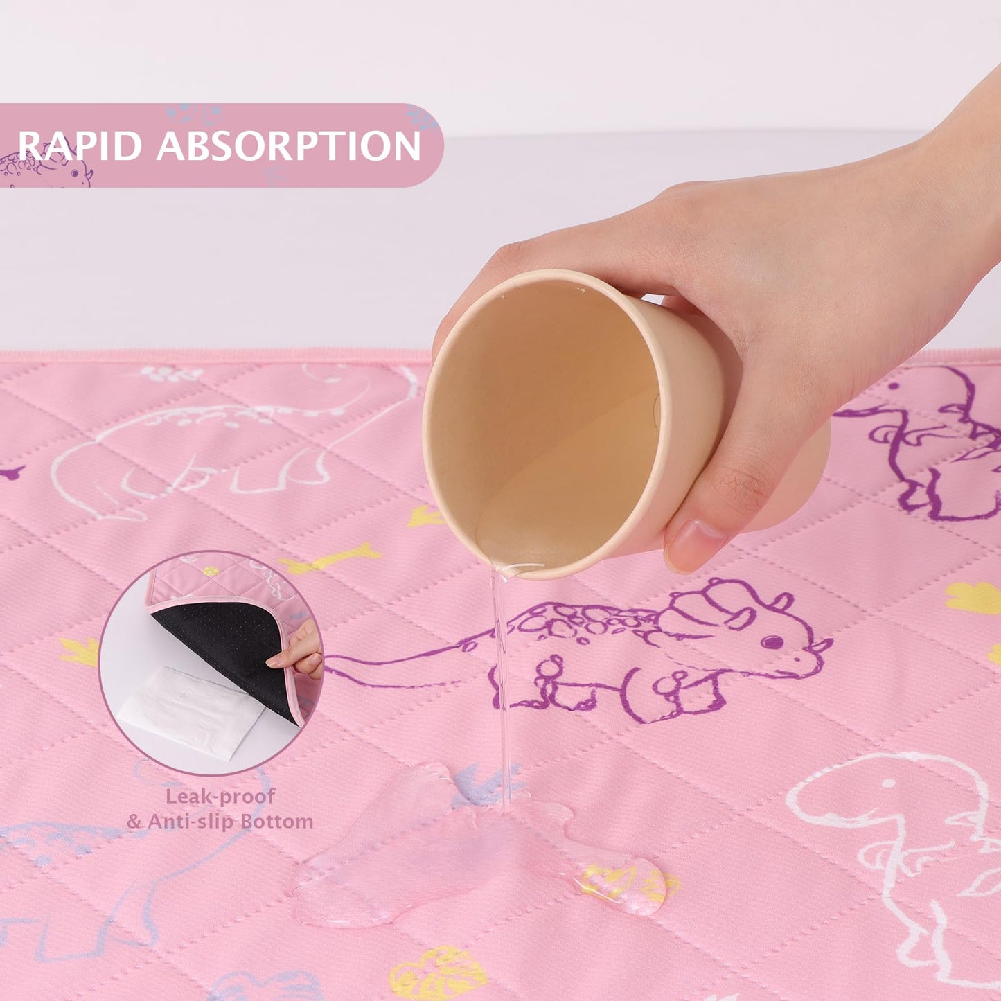 IEUUMLER Washable Pee Pads for Dogs, 2 Pack Waterproof & Non-Slip Pack Whelping Pad, Reusable Washable Puppy Potty Training Pad with Fast Absorbent for Playpen FC013 (60*45 cm-2 pcs,Pink)