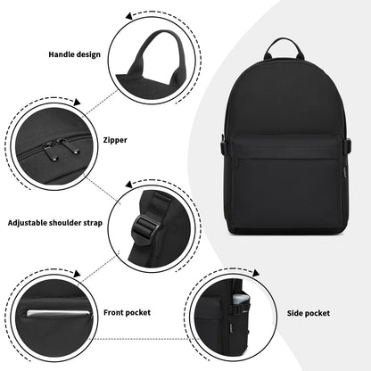 Kono School Backpack Casual Daypack School Bags for Girls Boys Bookbag Lightweight Travel Rucksack Work Bag for Men Women (Black)