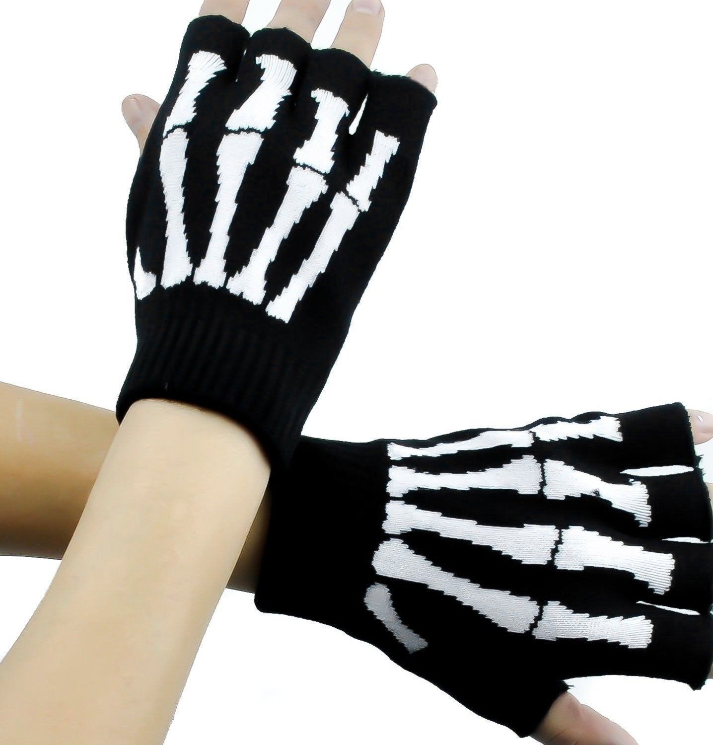 Bienvenu Unisex Stretchy Fingerless Hand Warmer Skeleton Gloves