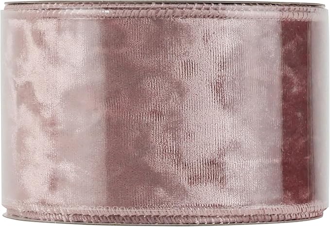 MEEDEE Dusty Rose Velvet Ribbon - 2.5 Inch Crushed Velvet Christmas Ribbon, 10 Yards for Tree Decoration, Wreaths, Crafts