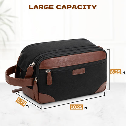 Celvetch Travel Toiletry Bag for Men - Canvas Toiletries Bag with Multiple Pockets Large Hanging Dopp Kit Travel Bag for Toiletries Essentials Accessories - Black