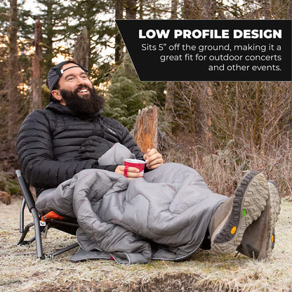 Cascade Mountain Tech Camping Chair - Low Profile Folding Chair for Camping, Beach, Picnic, Barbeques, Sporting Event with Carry Bag , Black