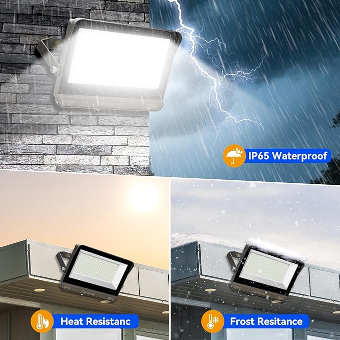 200W Flood Lights Outdoor, 22000LM 5000K with Dusk-to-Dawn Photocell, IP65 Waterproof Security Lights Bright LED Parking Lot Light with Trunnion Mount for Yard Garage Stadium