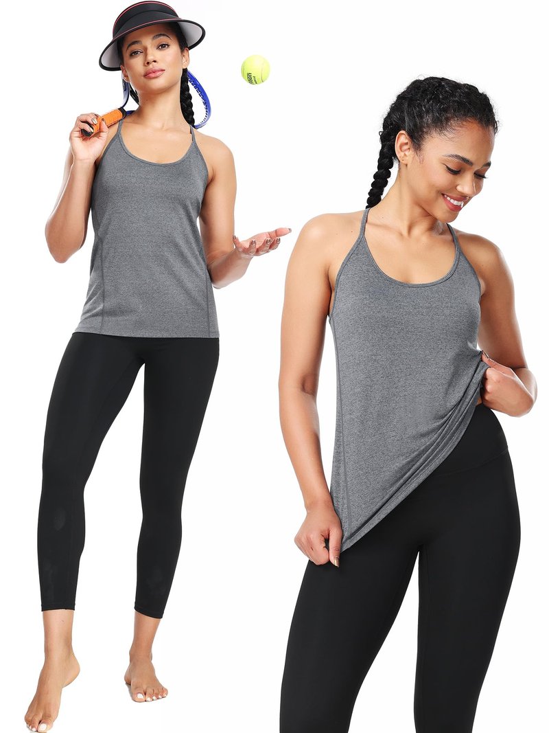NELEUS Women's Running Tank Tops Racerback Athletic Workout Yoga Shirts,3 Pack,Black/Grey/White,US XL,EU 2XL