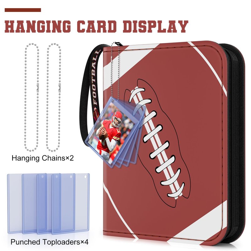 Mlikero 440 Pockets Football Card Binder, Sports Card Binder with Card Display Design, Premium Card Ablums with Sports Pattern Wristband Fit for Football Cards 2026
