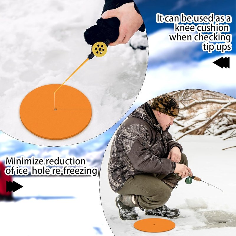 6 Pcs Ice Fishing Hole Covers - 12 Inch Foam Insulator Tip Ups for Winter Fishing Equipment