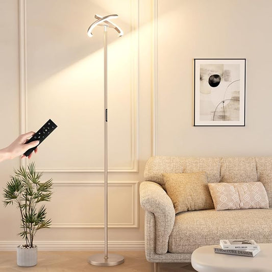Floor Lamps for Living Room, 40W/2400LM LED Floor Lamp with Touch & Remote Control, 70" Tall Standing Lamp Stepless Dimmable, Modern Torchiere Corner Lamp for Bedroom, Office - Light Gold